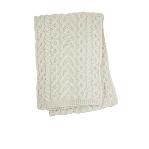 Women's Irish Knitted Wool Soft Heart Pattern Scarf 9.5x60 (x4942-nat) Natural😋